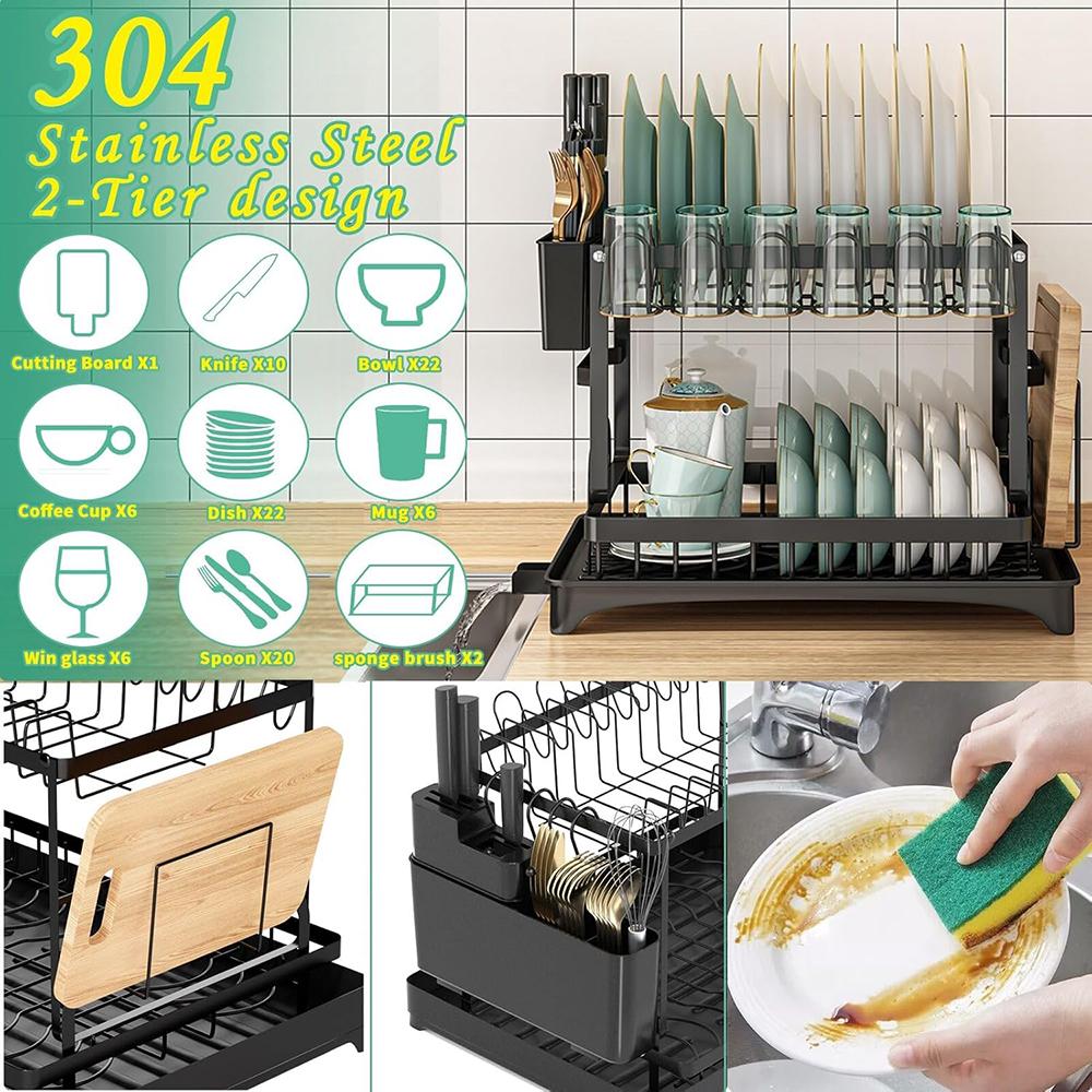 2 Tier Dish Drying Rack For Ki - đánh giá và giá Kitchen Appliances Large