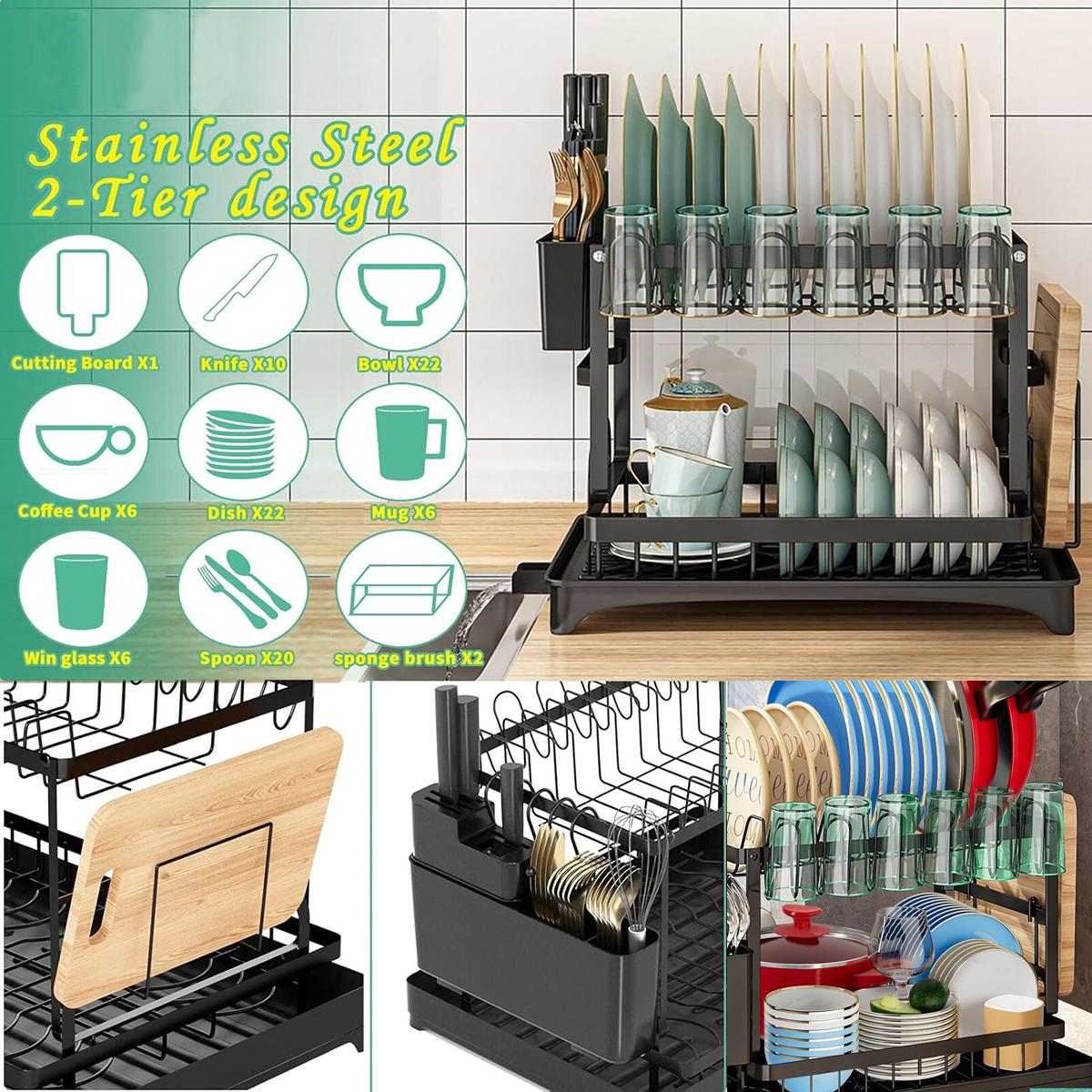 2 Tier Dish Drying Rack For Ki - đánh giá và giá Kitchen Appliances Large